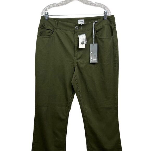 Chico's Womens Chelsea Darlita Pants Stretch Embroidered Gems Pockets Green 2.5R - Picture 2 of 7